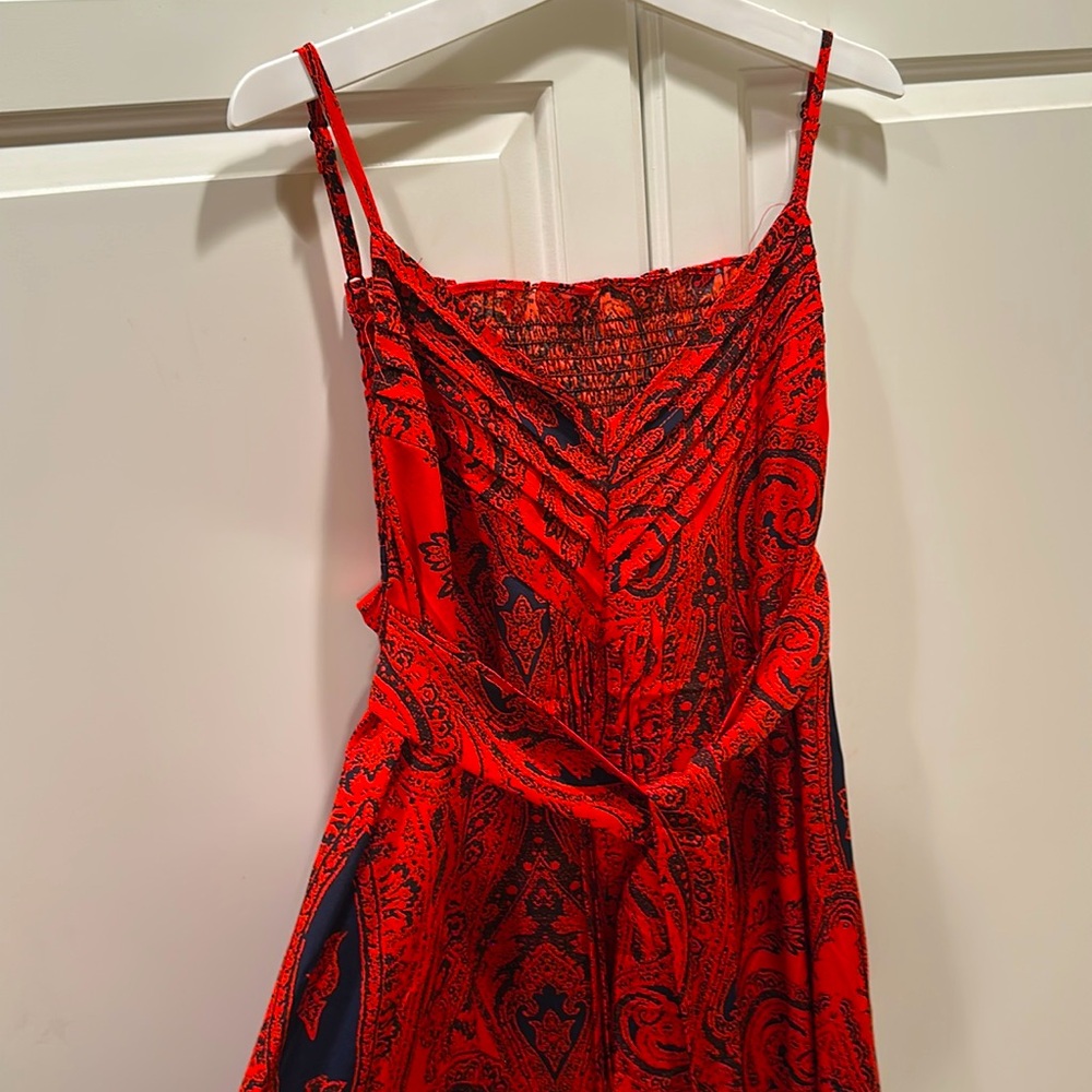 Asymmetrical Red Paisley Maxi Dress - Picture 5 of 6